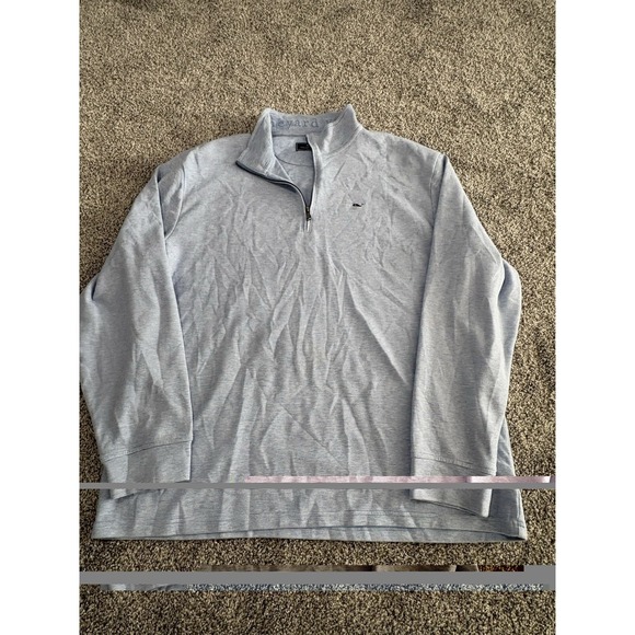Vineyard Vines Mens XXL Quarter Zip Pullover Blue White Striped Pique Sweater - Picture 4 of 8